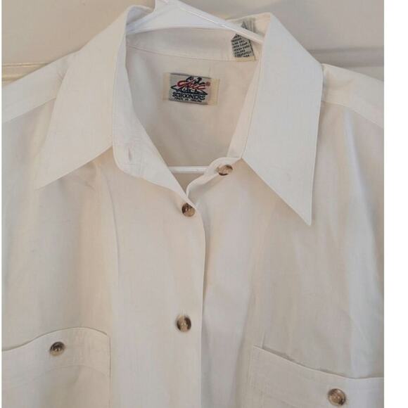 Chic Schooners White Rockabilly 70s Vintage Made in Macau Button Down, Size 14 - Picture 3 of 7